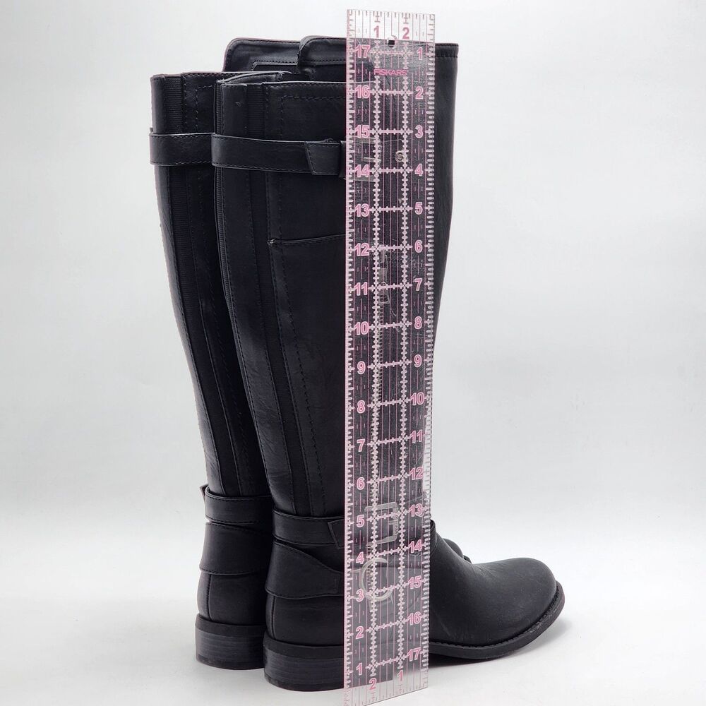 G by Guess Herly Buckle Black Wide Calf Tall Riding Boots Size 8.5 - Picture 10 of 10